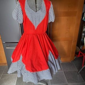 Vintage swing dress red and gingham M/L